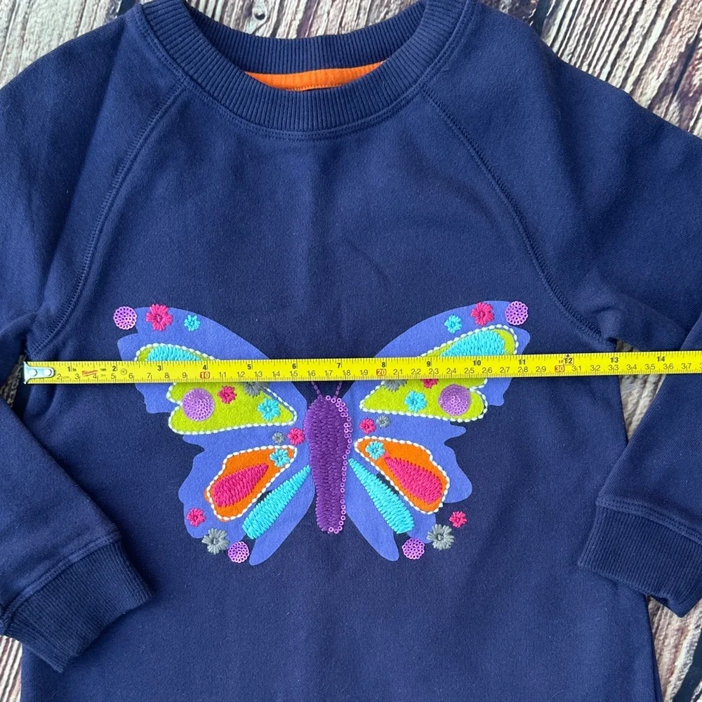 Mini Boden Navy sweatshirt dress with Colorful Butterfly - Picture 4 of 7